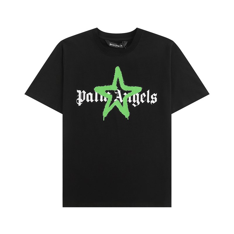 Camiseta Palm Angels Graffiti Star Negra y Verde