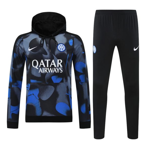 Inter Milan blue, grey and black spotted long-sleeve kit