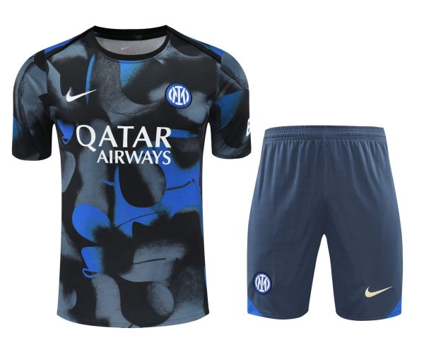 Inter Milan blue, grey and black spotted warm-up set