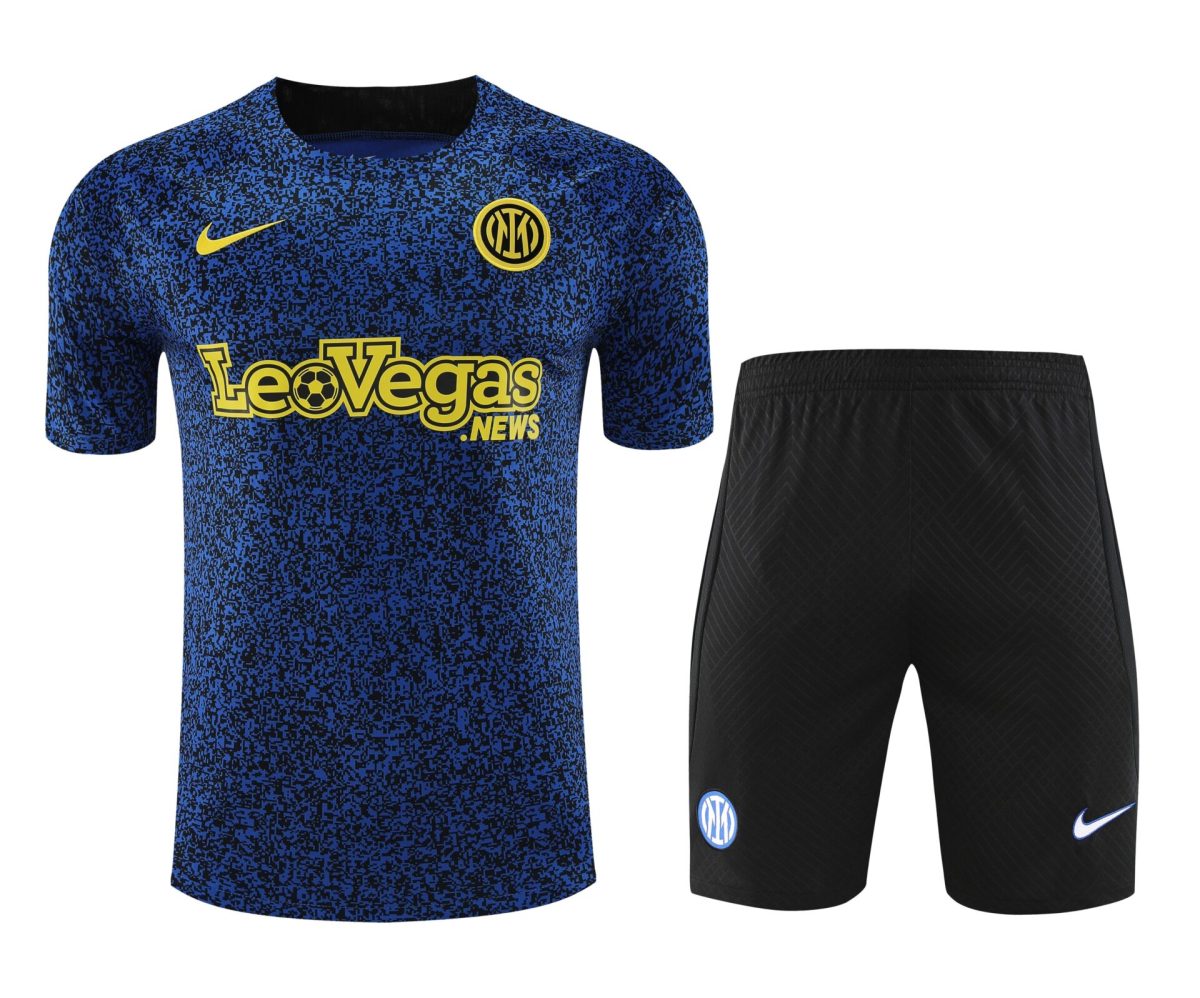 Ensemble d'échauffement Inter Milan bleu et noir pois