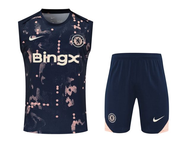 Ensemble débardeur Chelsea bleu foncé et rose à pois