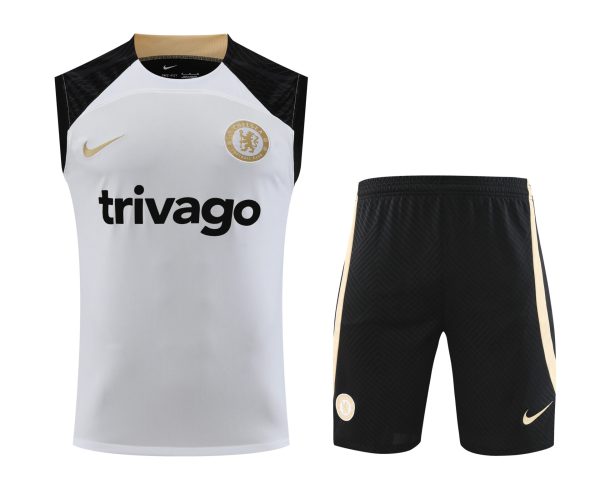 Chelsea white and black sleeveless kit