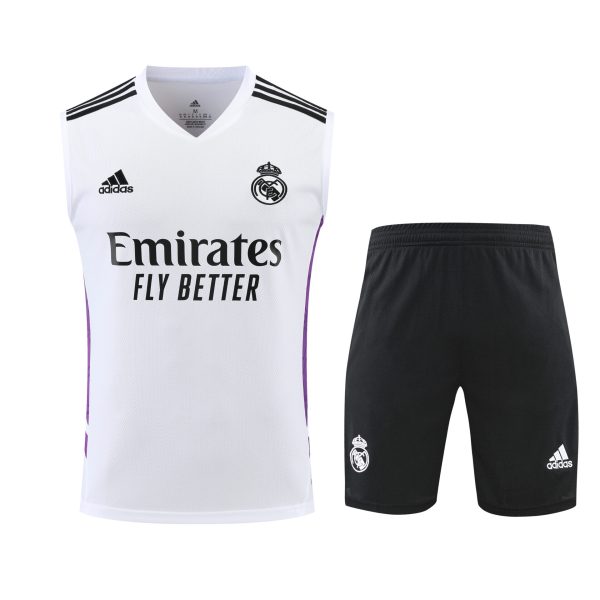 Real Madrid white and purple sleeveless kit